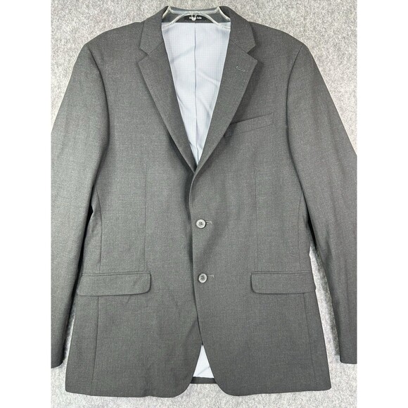 Egara Sports Blazer Men's Size 42L Gray Solid Casual Lined Skinny Fit Stretch - Picture 2 of 9